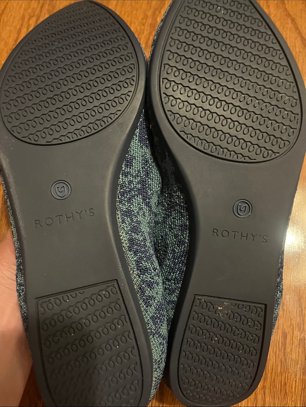 Rothy's Women's Pointed Flats in Navy with Green Floral Knit - Picture 3 of 4